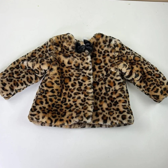 Toddler Girl Little Me Fluffy Leopard Print Winter Dress  Coat - Picture 6 of 8